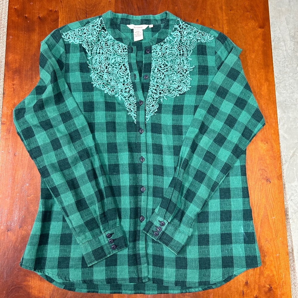 Sundance green plaid top